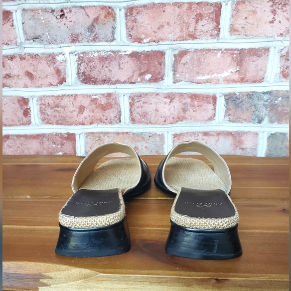 Anne Klein Black & Camel Leather Slide *SANDAL DEAL: 1/ $15 OR 2/ $25!* - Picture 3 of 4